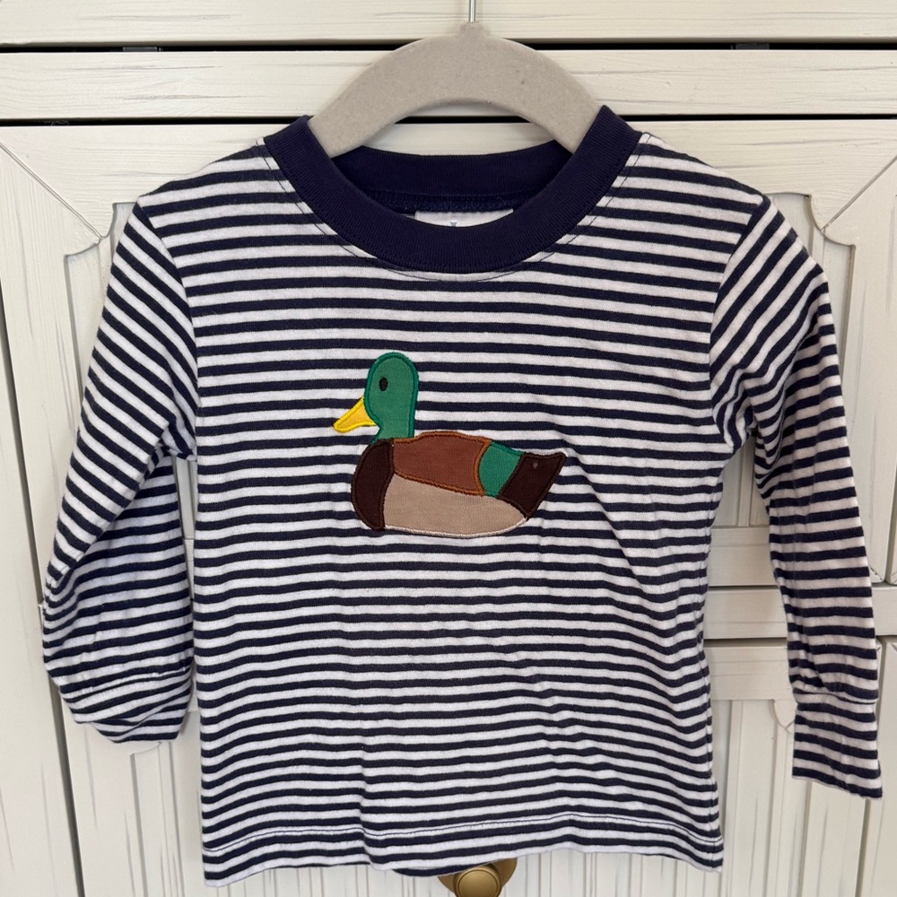 Little English Long Sleeve Mallard Appliqué Tee